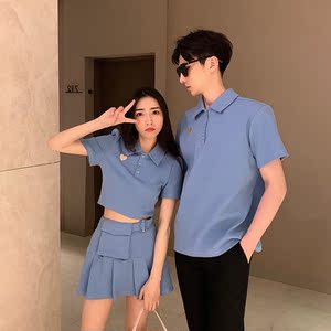 七夕情侣装一长裙一衣夏装男衣女裙韩式情侣t恤2022网红校园风套