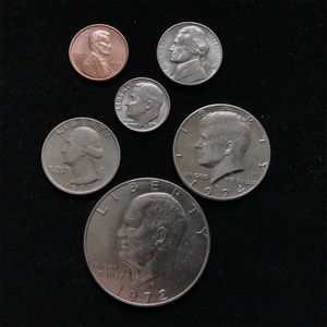 美洲套币 美国70年代1美分-大1元6枚全套 外国钱币硬币收藏 C