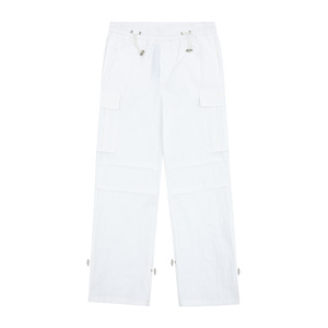 JLDW白色工装裤女款口袋抽绳美式运动褶位垂感阔腿街舞hiphop裤子