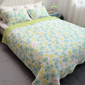可爱空调被斜纹儿童床盖三件套韩国全棉卡通绗缝被加厚床单衍缝被