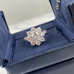海瑞温斯顿hw同款sunflower轻奢太阳花花朵钻石镶钻戒指女欧美