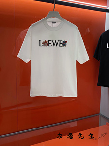 loewe/罗意威 24春夏新款男士t恤图案刺绣logo圆领休闲男女款短袖