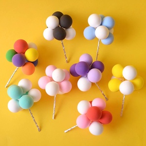 黏土气球蛋糕装饰插件彩色气球儿童宝贝生日烘焙甜品台装扮配件