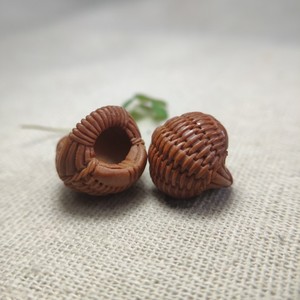 桃核雕刻精品桃篮野生秦岭龙纹桃胡纯手工精雕小篓筐竹篾精编提篮