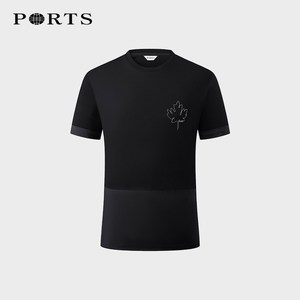 ports宝姿男装2021春夏新品加拿大枫叶圆领短袖t恤mm8n101mcd03