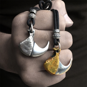 虎爪原创手工男士925纯银吊坠野性狼牙虎牙生日礼物个性小众项链