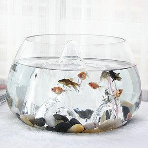 出口美国 超白透明个性玻璃鱼缸 创意金鱼缸 鱼在山中游水族箱