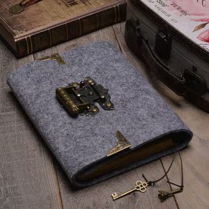 密码本带锁创意手工本子活页笔记本记事日记本牛皮纸速写本礼品