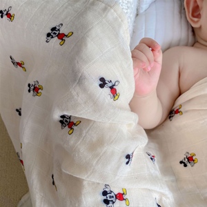 婴儿唯美纱布毯子吸水浴巾毛巾超柔双层纱布棉包巾襁褓包被抱毯