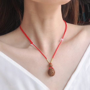 宝宝红绳项链女小桃核成人儿童随身桃木手工编织本命年挂件挂脖子