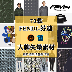 745大牌时尚女装芬迪fendi字母文字几何服装印花图案满印面料素材