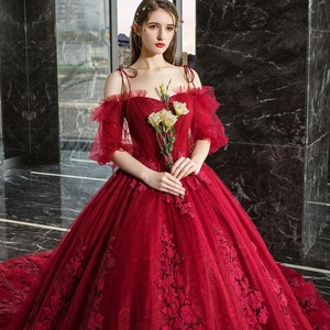红色婚纱礼服2022新款新娘女森系孕妇遮孕肚小个子大码一字肩