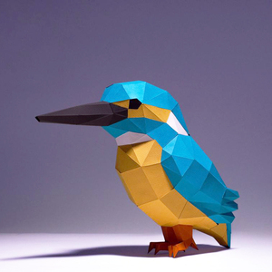 25厘米高 翠鸟鸟类动物纸艺立体家居桌面装饰摆件手工DIY纸模型