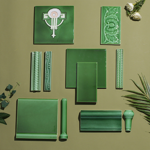 《森林浴》中世纪复古老洋房维多利亚绿珐琅手工厨房卫生间墙瓷砖