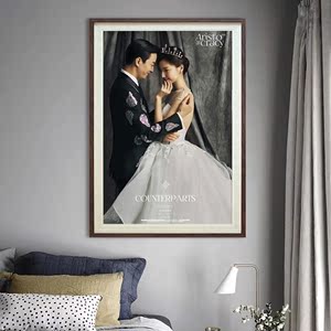 影楼婚纱照放大相片框画框挂墙洗结婚照片加相框定制装裱24寸36寸