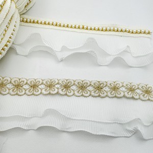 窗帘辅料花边珍珠绣花立边用在侧边装饰波浪白色沙发diy布艺花边