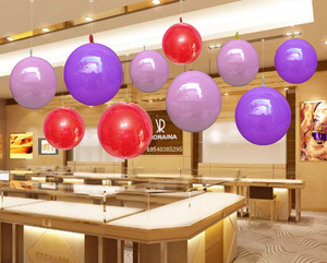 马卡龙闪亮双层波波气球吊饰挂饰商场珠宝黄金女服装店铺橱窗装饰