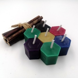 6色六角蜂蜡蜡烛 红绿黄蓝紫黑 天然蜜蜡创意手工 可拼凑积木蜡烛