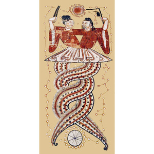 伏羲女娲合体图挂画三皇女蜗补天造人道教供奉图装饰画265