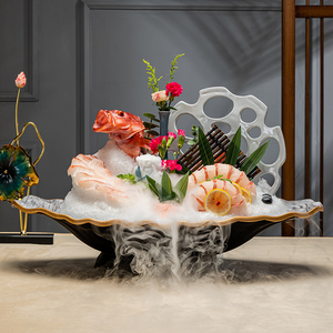 刺身盘冰盘三文鱼专用盘海鲜资造盘子干冰盘日式摆盘盘子创意鱼生