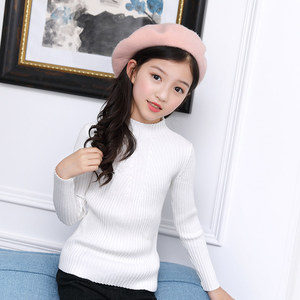 女童毛衣秋冬针织衫5儿童6黑白色粉灰色打底衫7修身8十岁小女孩11