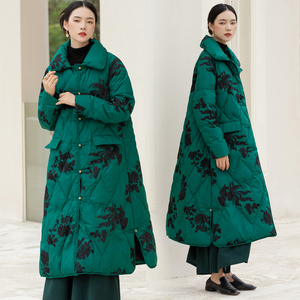 高端刺绣羽绒服女款2022年新款冬季大码显瘦中长款轻便中国风外套