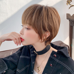 假发女短发酷帅气自然少女圆脸修脸女生网红全头套款气质时尚初恋