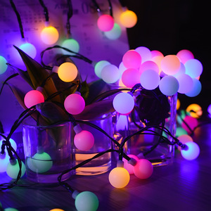 LED太阳能灯串200球奶泡户外花园景观庭院露营圣诞节日装饰小彩灯