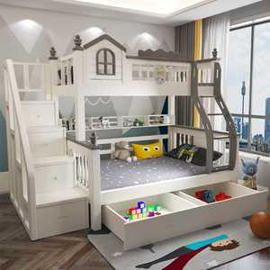 儿童床上下床双层床男孩高低床实木子母床双人床省空间上下铺成年