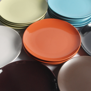 家用纯色盘子彩色陶瓷西餐具磨砂圆形意大利面盘子饭菜盘碟子微瑕