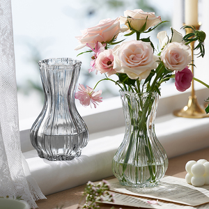 简约玻璃花瓶插花透明创意ins风水培鲜花瓶客厅餐桌家居装饰摆件