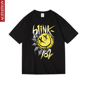 blink-182周边衣服摇滚美式朋克乐队纯棉短半袖t恤夏季音乐节女男