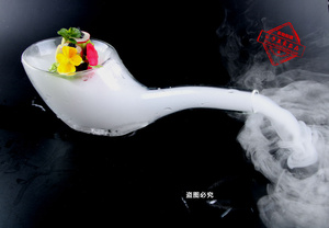 大董创意分子美食烟斗干冰液氮意境菜餐具个性餐具玻璃盘