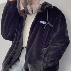 过验goodboy外套毛绒加厚兔毛外套蓝标拉链20fw环保皮草女保暖ins