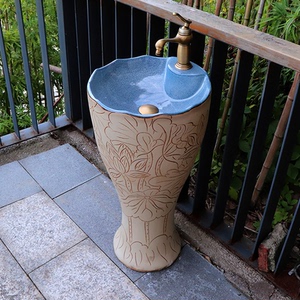 户外洗手盆庭院别墅小院花园洗手池立柱式洗脸盆室外洗手台柱式