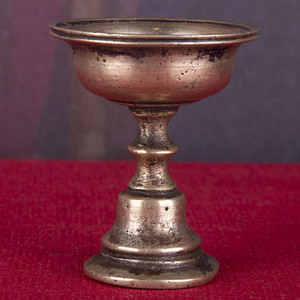 =珍品=清代西藏利马铜酥油灯底座古玩收藏摆件高6.2cm