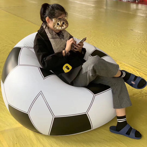 充气足球沙发pvc单人沙发躺椅便携式可折叠户外午睡椅+手动气筒