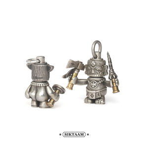 siktaam~印第安图腾摩艾石像身体可换手持黄铜银吊坠挂件diy配饰