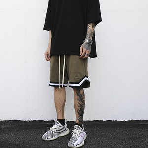 高街fog第五季抽绳运动短裤棉 嘻哈滑板纯色百搭吊裆宽松五分裤男
