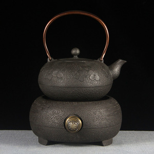 出口日本复古纯手工无涂层煮水铸铁壶电陶炉煮茶器养生茶具套装