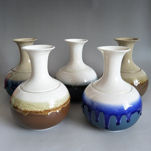 高档陶瓷罐瓶子宫廷风茶叶罐大号复古陶罐花瓶流釉密封罐储物摆件