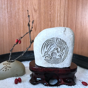 仙鹤安康吉祥风水石雕刻刻字石敢当天然原石头玄关摆件工艺品镇宅