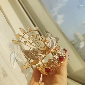 包邮金色大凤凰发冠华丽手工汉服头饰品唐风明制古风写真拍摄道具