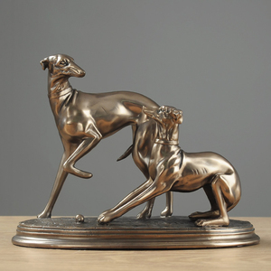 创意复古动物树脂摆件家居装饰书房桌面展示摆设格力犬雕塑工艺品