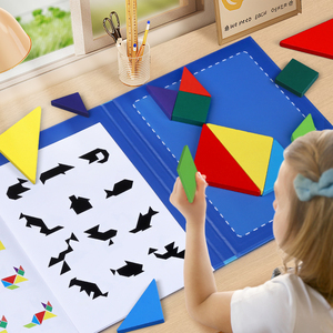 磁力七巧板小学生一年级智力拼图木质拼版专用教具幼儿园玩具教具