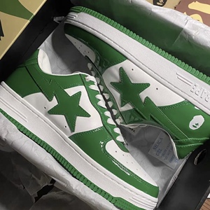 bapesta 空军一号滑板情侣绿色蓝漆皮休闲vibe撞色低帮联名运动鞋