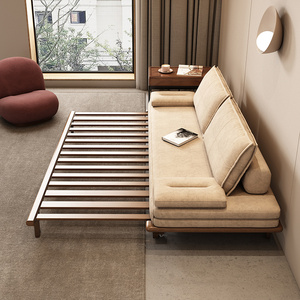 北欧沙发床折叠两用坐卧伸缩客厅多功能小户型单双人实木沙发1.8m