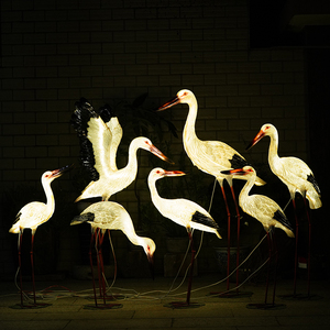 00梅圣旗舰店天猫园林景观动物仿真雕塑不锈钢火烈鸟水池草坪户外