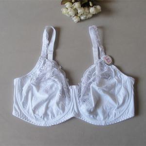 013大码大罩杯欧美内衣超薄刺绣白色文胸90g95e95f100e100f100g