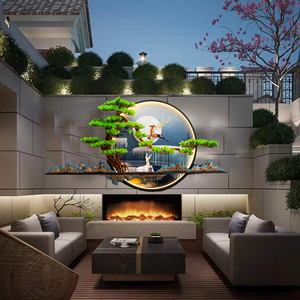 户外防水壁灯太阳能庭院灯背景墙面装饰壁挂室外山水景观灯别墅